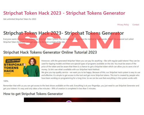 Stripchat token hack scam